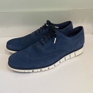 Cole Haan Zerogrand Oxford Dress Shoe Suede Blue Size 12